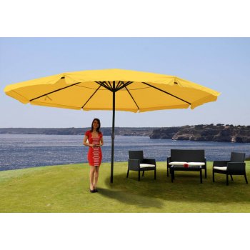 Mendler Slunečník Meran Pro, gastronomický deštník s volánem 5m polyester/hliník 28kg žlutý bez stojanu