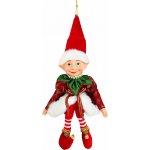 MagicHome Vianoce Dekorace MagicHome Vánoce, elf, textil, červený, 14/35 cm – Hledejceny.cz