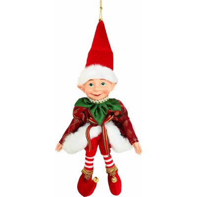 MagicHome Vianoce Dekorace MagicHome Vánoce, elf, textil, červený, 14/35 cm – Hledejceny.cz