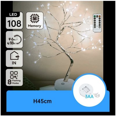 Aigostar LED Vánoční dekorace 108xLED/3xAA/8 funkcí 45cm studená bílá B10303Y1Y – Hledejceny.cz