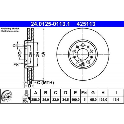 Brzdový kotouč ATE 24.0125-0113.1 (24012501131)