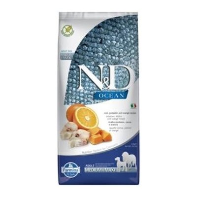 N&D Ocean Dog Adult Medium & Maxi Low Grain Codfish & Orange 3 x 12 kg