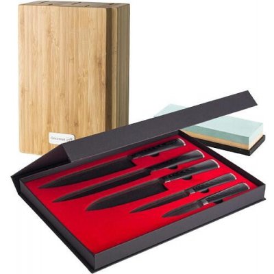 Sada nožů G21 Damascus Premium v bambusovém bloku, Box, 5 ks + brusný kámen – Zboží Mobilmania