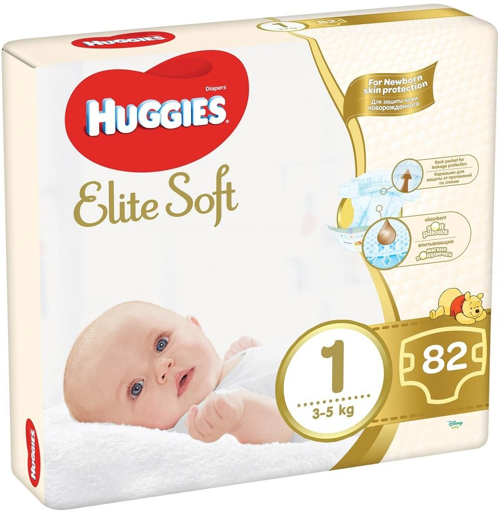 Huggies Elite Soft Newborn 3-5 kg 82 ks