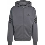 adidas FI 3 STRIPES FULL ZIP HOODED M Tmavě šedá,Černá – Sleviste.cz