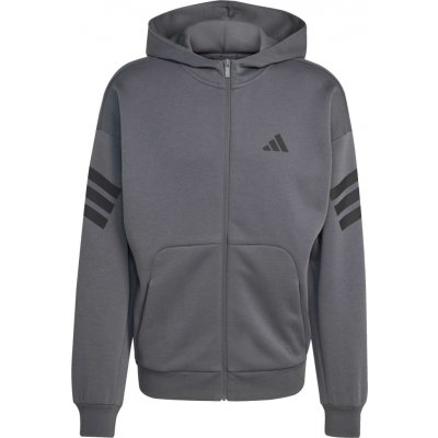 adidas FI 3 STRIPES FULL ZIP HOODED M Tmavě šedá,Černá – Sleviste.cz