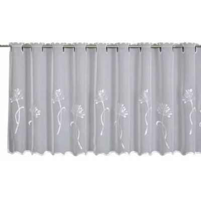 Vitrážní záclonka s perf.pásem Voile výšivka Pampeliška 140x48cm bílá – Hledejceny.cz