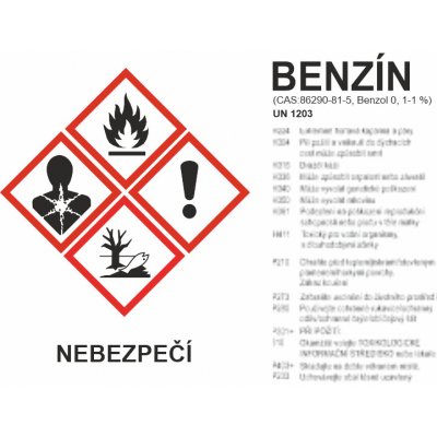 GHS štítek - Benzín samolepící vinylová fólie A6 (148 x 105 mm) – Zboží Dáma