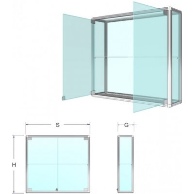 Expoint závěsná prosklená vitrína na zboží 100 x 90 x 25 cm + 1 police 8mm – Zboží Mobilmania