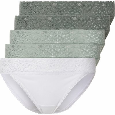 esmara Dámské krajkové kalhotky, 5 kusů (L (44/46), bílá/zelená/mintová)