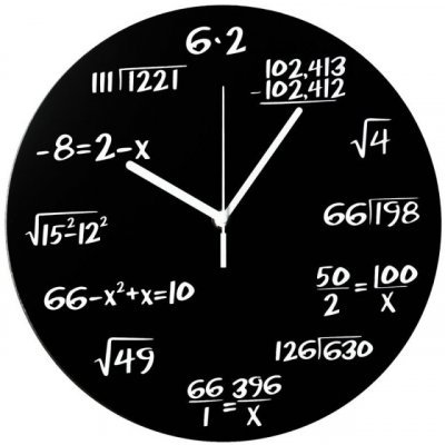 Matematické plastové hodiny, Černé průměr 30cm – Hledejceny.cz