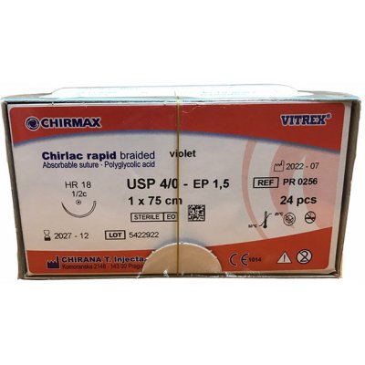 Chirlac rapid braided violet 4/0 (EP1,5) 75 cm HR18, 24 ks v balení – Sleviste.cz