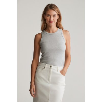 Gant HIGH NECK RIB TANK LIGHT GREY MELANGE – Zboží Mobilmania