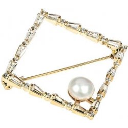 JwL Luxury Pearls třpytivá pozlacená brož s pravou perlou JL0520
