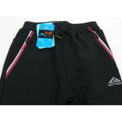 Kugo Dětské oteplené softshellové kalhoty černá + růžová – Zboží Mobilmania