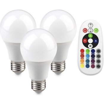 SANICO 3x LED žárovka RGB E27 6W 470L teplá bílá + ovladač