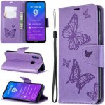 Pouzdro Butterfly PU kožené peněženkové Huawei Y7 (2019) - fialové – Zboží Mobilmania