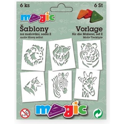 Magic šablony papírové 6 ks sada Z HLAVY ZVÍŘAT – Zboží Mobilmania