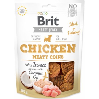 BRIT Jerky Snack Chicken Meaty Coins with Insect 80 g – Hledejceny.cz