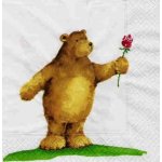 ubrousek 33x33 cm medvídek s růží – Sleviste.cz