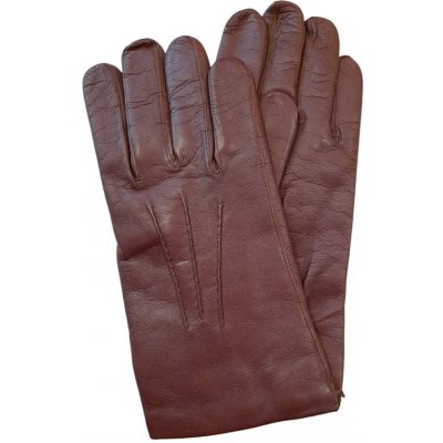 Junek kožené pánské rukavice s vyšívkou světle hnědé – Zboží Mobilmania