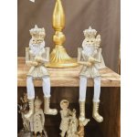 Clayre & Eef 2ks bílo-zlatá vánoční dekorace socha sedící Louskáček - 6*6*12/21 cm – Hledejceny.cz