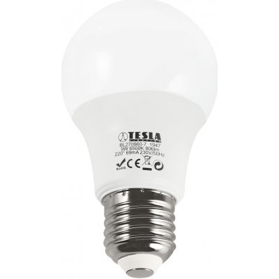 TESLA LED žárovka BULB E27, 9W, 6500K, studená bílá – Zbozi.Blesk.cz