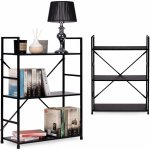 MODERNHOME - Knihovna, dřevěná, kovový rám, široký LOFT, 3 police – Zboží Dáma