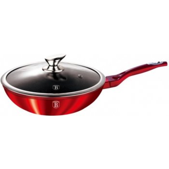 BerlingerHaus pánev WOK s poklicí s mramorovým povrchem Burgundy Metallic Line 28 cm