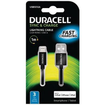 Duracell USB5012A napájecí a synchronizační pro Apple Lightning zařízení, 1m, černý