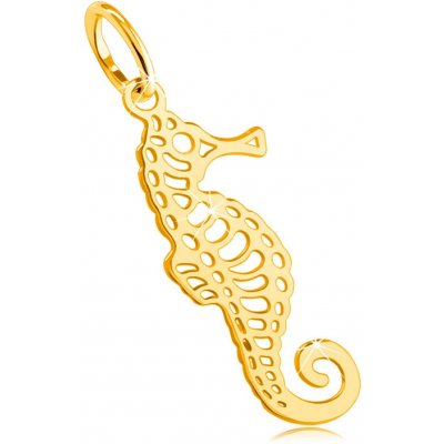 Šperky Eshop Přívěsek ze žlutého 585 zlata mořský koník s jemnými výřezy zatočený ocásek S1GG46.22 – Zbozi.Blesk.cz