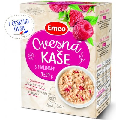Emco Ovesná kaše s malinami 5 x 55 g – Zboží Dáma