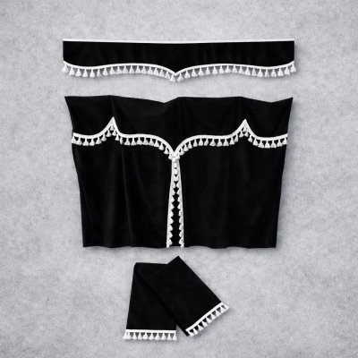 Záclonky do kamionu s třásněmi – velká sada (bordura + boční díly + zadní díl) – Zboží Mobilmania