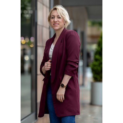Dámské dlouhé sako SCARLET Bordó – Sleviste.cz