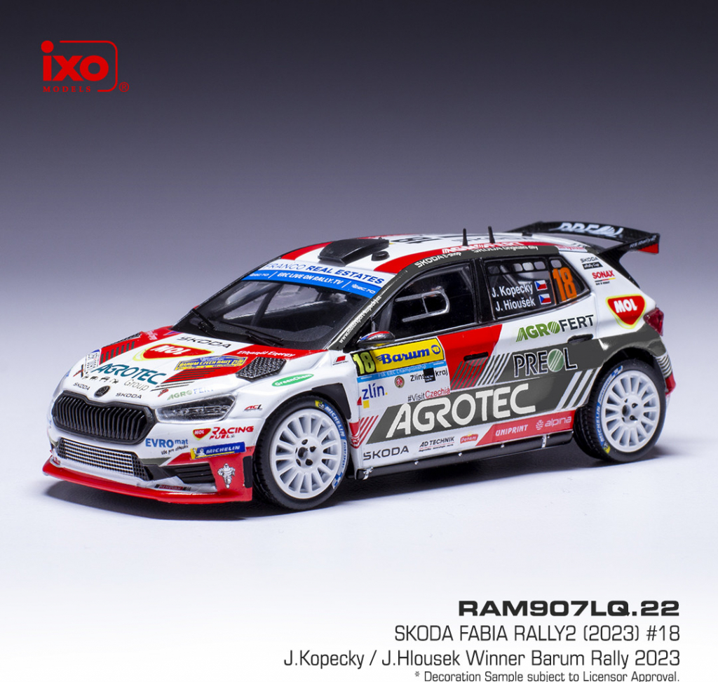 IXO Škoda Fabia Rally2 Barum Rally 2023 18 Kopecký Hloušek 1:43