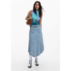 Desigual Asymmetric denim skirt denim light wash