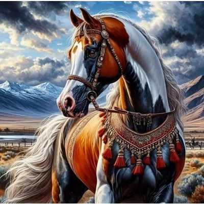 NORIMPEX Diamantové malování Kůň v indiánském postroji 30 x 40 cm – Sleviste.cz