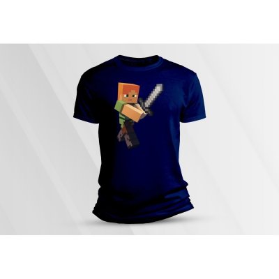 Sandratex Dětské bavlněné tričko Alex Minecraft. Námořnická modrá