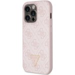 Pouzdro Guess PU 4G Strass Triangle Metal Logo iPhone 15 Pro růžové – Zboží Mobilmania