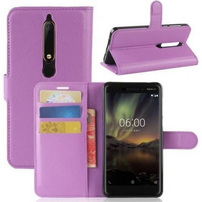 Pouzdro Litchi PU kožené Nokia 6.1 - fialové – Zboží Mobilmania