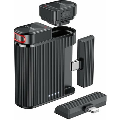 Yesido - Lavalier mikrofon 2v1 KR19 - magnetické tlačítko, zvuk v kvalitě CD, všesměrový 360°, 600mAh, 2,4GHz - černý – Zboží Živě