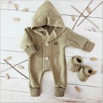 Kojenecký pletený overálek capáčky kapučíno – Sleviste.cz