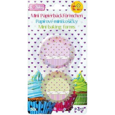 Alvarak papírové košíčky na pralinky Zelené a fialové s květinami 50ks 3.2x2 cm – Zboží Dáma