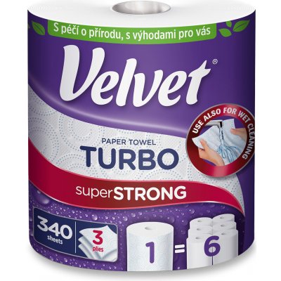 Velvet Turbo - papírové kuchyňské utěrky - 3vrstvé, návin 78 m, 340 útržků – Zboží Dáma