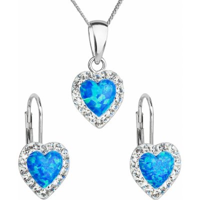 Evolution Group sada šperků se syntetyckým opálem a krystaly Swarovski náušnice a přívěšek modré srdce 39161.1 – Zboží Mobilmania