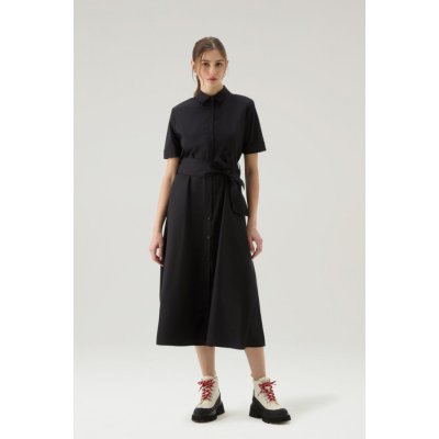 WOOLRICH BELTED POPLIN SHIRT DRESS černá