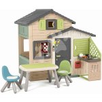 Smoby Domeček Přátel ekologický s posezením u kuchyňky v natur hnědých barvách Friends House Evo Playhouse Green – Hledejceny.cz