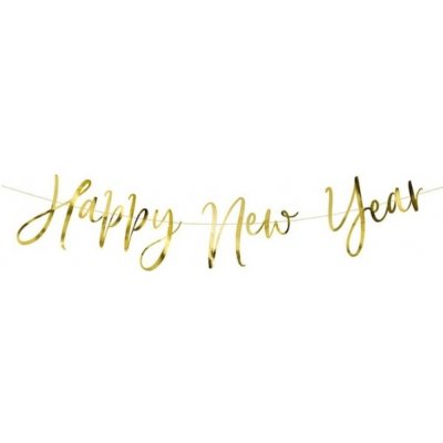 BANNER Happy New Year zlatý 66x18cm – Sleviste.cz