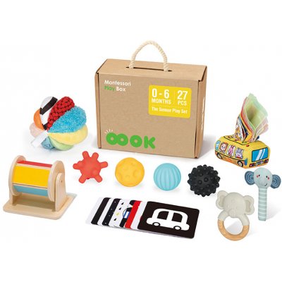 Mamido Montessori box XXL 7 v 1 pro miminka 0 - 6 měsíců Naučný Smyslový – Zboží Dáma