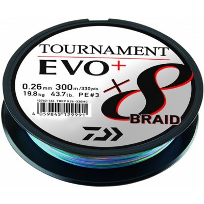 Daiwa Tournament X8 Braid Evo+ Multi-Color 300 m 0,16 mm 12,20 kg